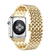Dragon Grain Solid Stainless Steel Wrist Strap Watch Band for Apple Watch Series 3 & 2 & 1 38mm(Gold)