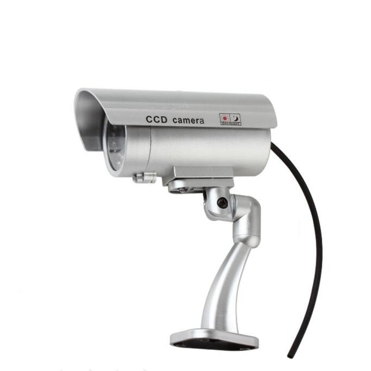 IP66 Water-resistant Dummy CCTV Camera With Flashing LED For Realistic Looking for Security Alarm(Silver)