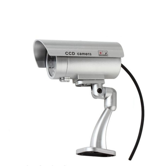 IP66 Water-resistant Dummy CCTV Camera With Flashing LED For Realistic Looking for Security Alarm(Silver)