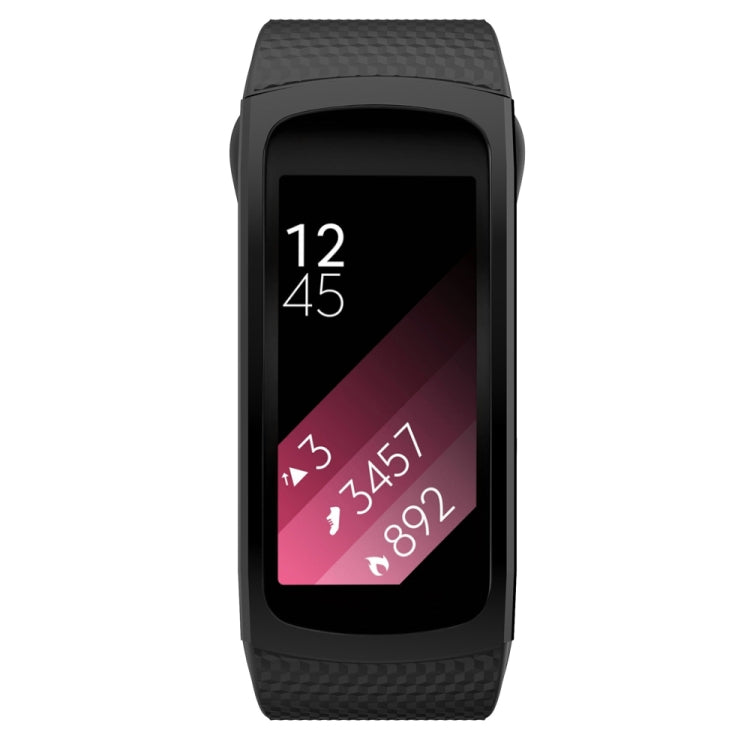 Silicone Watch Band for Samsung Gear Fit2 SM-R360, Wrist Strap Size:150-213mm(Black)