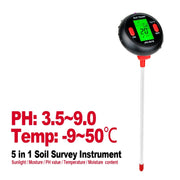 RZ104 Soil PH Meter Humidity Detector Digital PH Meter Soil Monitor PH Gardening Plant Soil Tester