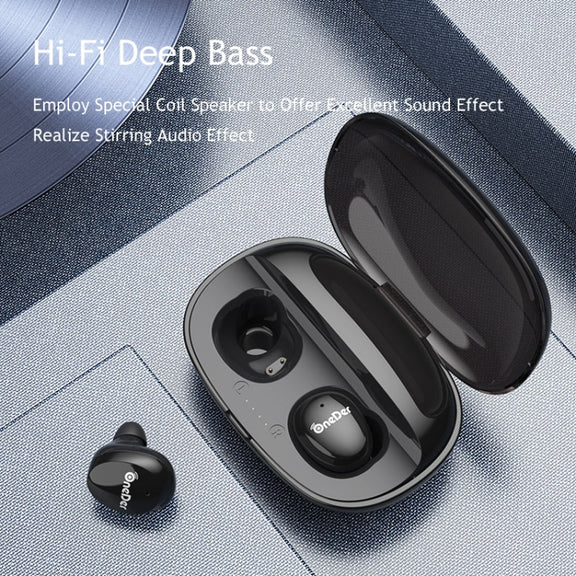 OneDer W12 Wireless Earphone with Water-resistant IPX5 HD Stereo Sound TWS Bluetooth Earphone(Black)