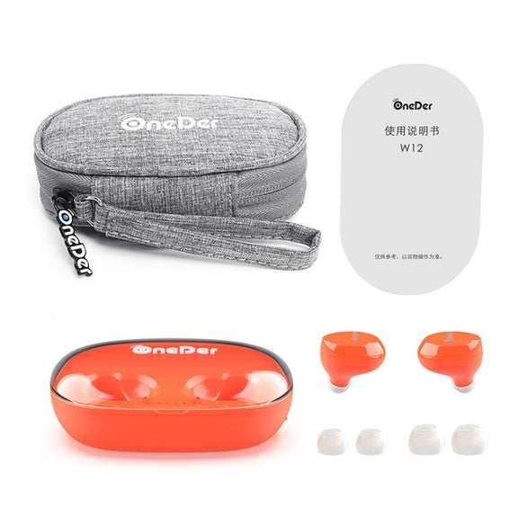 OneDer W12 Wireless Earphone with Water-resistant IPX5 HD Stereo Sound TWS Bluetooth Earphone(Orange)