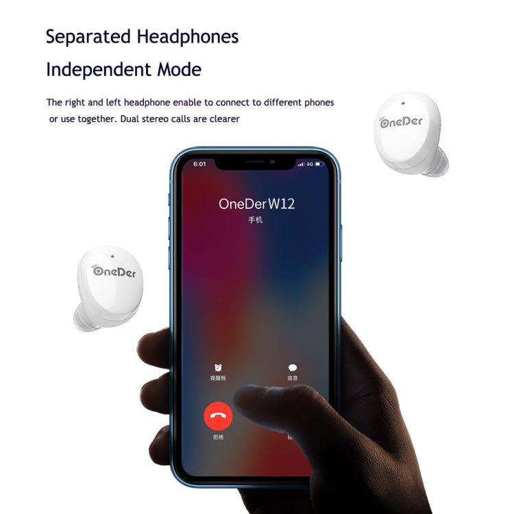 OneDer W12 Wireless Earphone with Water-resistant IPX5 HD Stereo Sound TWS Bluetooth Earphone(Orange)