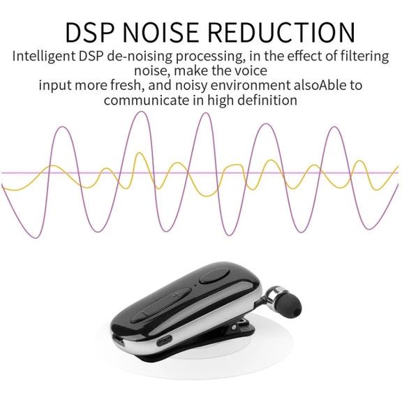 K36 Stereo Wireless Bluetooth Headset Calls Remind Vibration Wear Clip Driver Auriculares Earphone(Black)