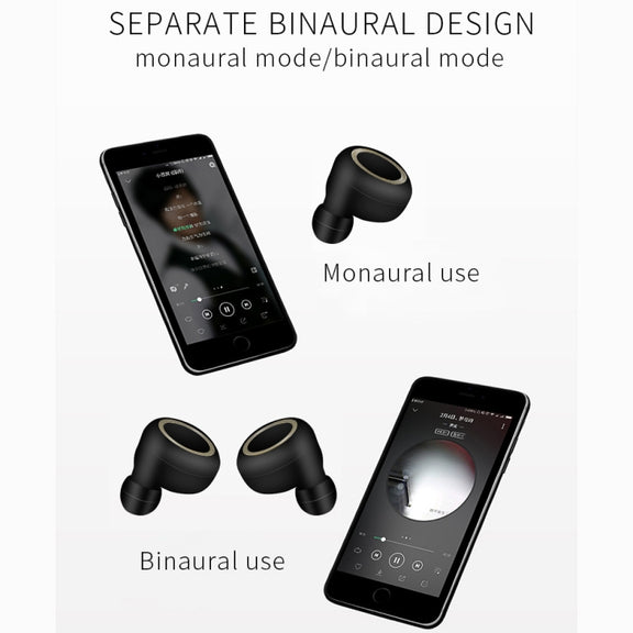 TWS-A1 TWS Bluetooth 5.0 Mini Invisible Sports Music Earphone with Charging Box & Microphone (White)