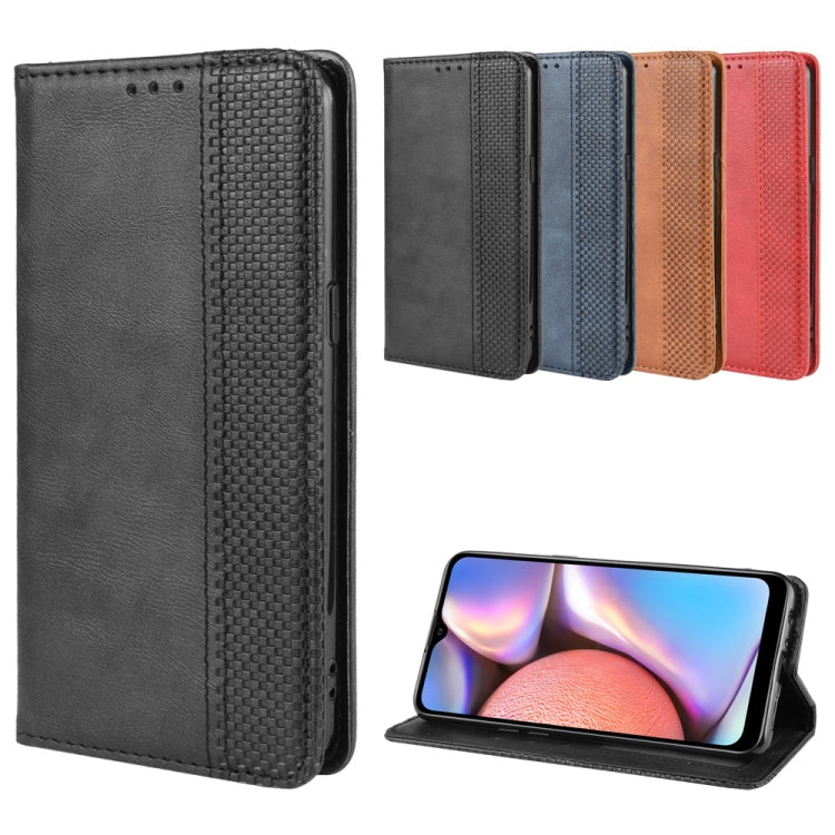 For Galaxy A10s Magnetic Buckle Retro Crazy Horse Texture Horizontal Flip Leather Case with Holder & Card Slots & Photo Frame(Black)