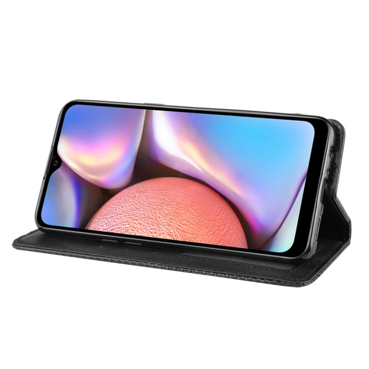 For Galaxy A10s Magnetic Buckle Retro Crazy Horse Texture Horizontal Flip Leather Case with Holder & Card Slots & Photo Frame(Black)