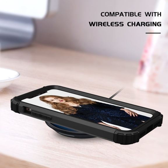 For iPhone 11 PC+ Silicone Three-piece Anti-drop Mobile Phone Protective Back Cover(Black)