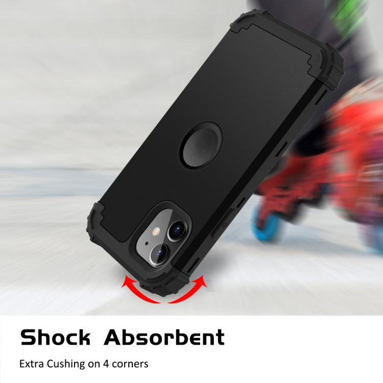 For iPhone 11 PC+ Silicone Three-piece Anti-drop Mobile Phone Protective Back Cover(Black)