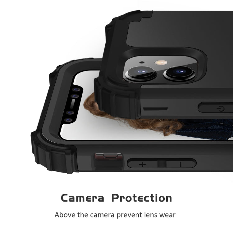 For iPhone 11 PC+ Silicone Three-piece Anti-drop Mobile Phone Protective Back Cover(Black)