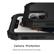For iPhone 11 PC+ Silicone Three-piece Anti-drop Mobile Phone Protective Back Cover(Black)