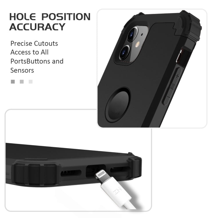 For iPhone 11 PC+ Silicone Three-piece Anti-drop Mobile Phone Protective Back Cover(Black)
