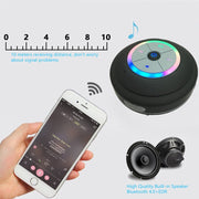 BTS-09 Wireless Bluetooth Speaker Water-resistant Led FM Radio Subwoofer Bluetooth Column TF Card Suction Cup Mini Shower Speaker(Black)