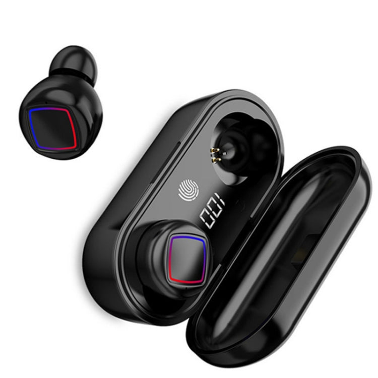TWS Fingerprint Touch Bluetooth Headset LED Battery Display With Charging Bin(Black)
