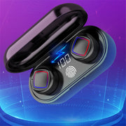 TWS Fingerprint Touch Bluetooth Headset LED Battery Display With Charging Bin(Black)
