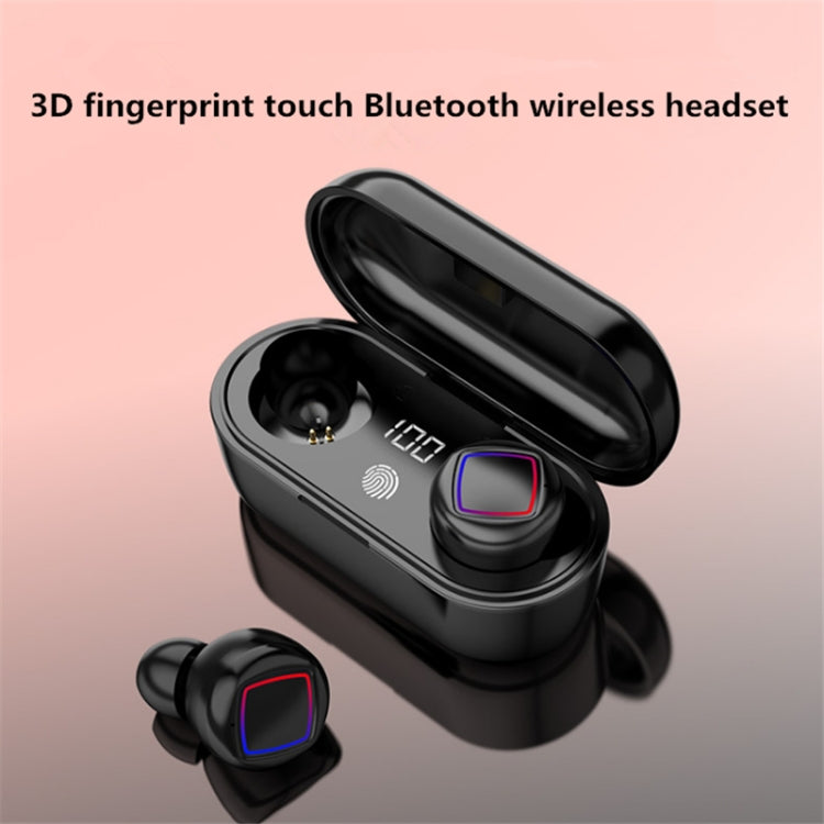 TWS Fingerprint Touch Bluetooth Headset LED Battery Display With Charging Bin(White)