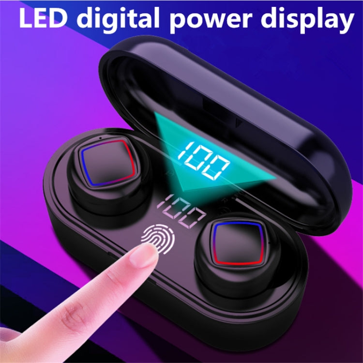TWS Fingerprint Touch Bluetooth Headset LED Battery Display With Charging Bin(White)