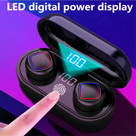 TWS Fingerprint Touch Bluetooth Headset LED Battery Display With Charging Bin(White)