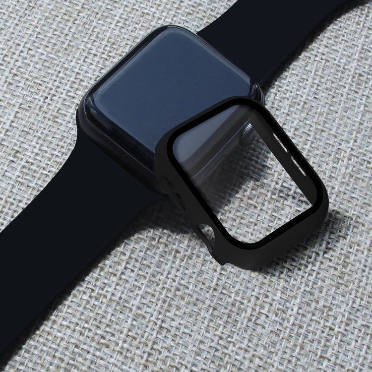 ENKAY Hat-prince Full Coverage PC Case + Tempered Glass Protector for Apple Watch Series 5 / 4 44mm(Black)
