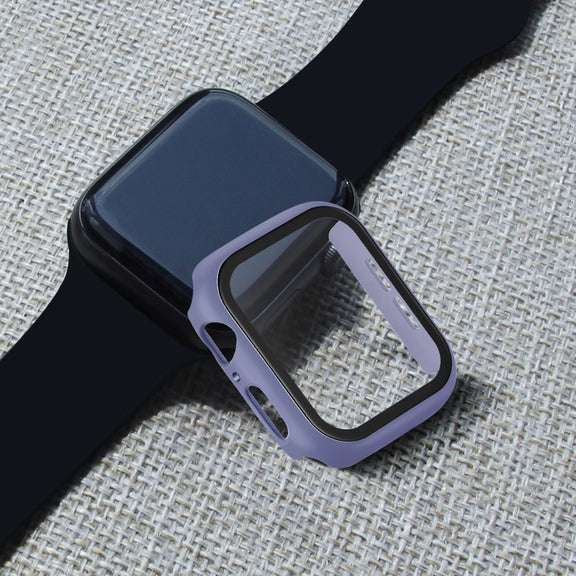 ENKAY Hat-prince Full Coverage PC Case + Tempered Glass Protector for Apple Watch Series 5 / 4 44mm(Blue)