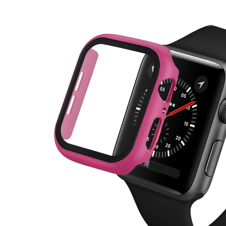 ENKAY Hat-prince Full Coverage PC Case + Tempered Glass Protector for Apple Watch Series 5 / 4 44mm(Rose)