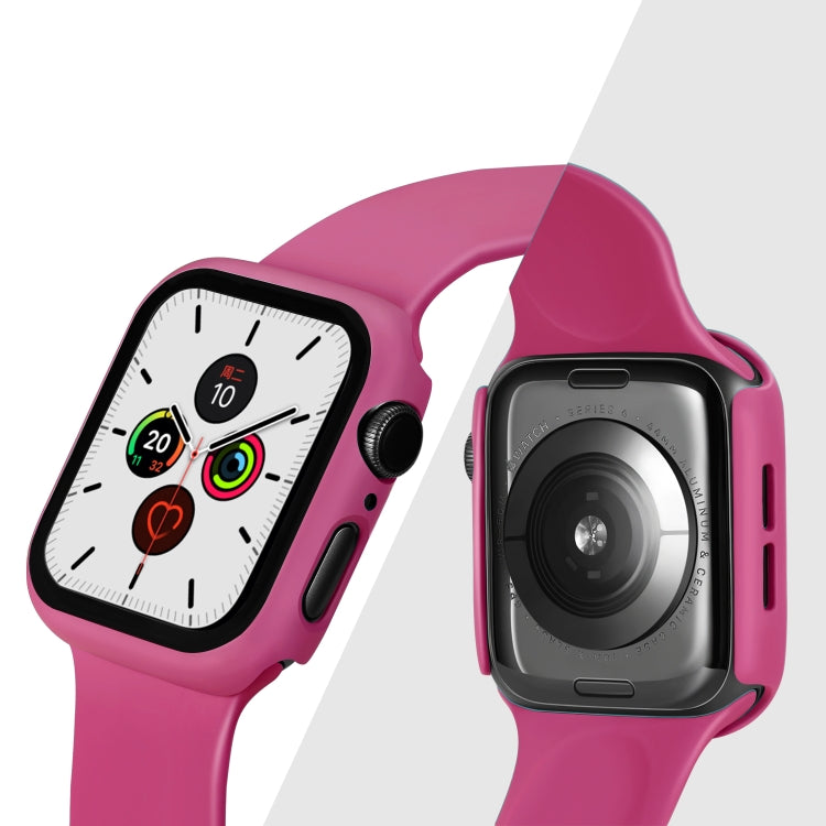ENKAY Hat-prince Full Coverage PC Case + Tempered Glass Protector for Apple Watch Series 5 / 4 44mm(Rose)