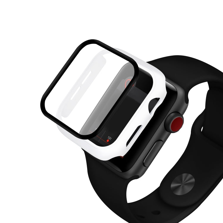 ENKAY Hat-prince Full Coverage PC Case + Tempered Glass Protector for Apple Watch Series 5 / 4 44mm(White)