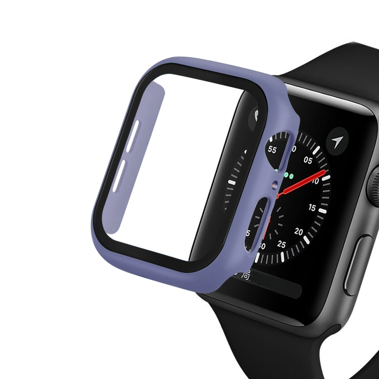 ENKAY Hat-prince Full Coverage PC Case + Tempered Glass Protector for Apple Watch Series 5 / 4 40mm(Blue)