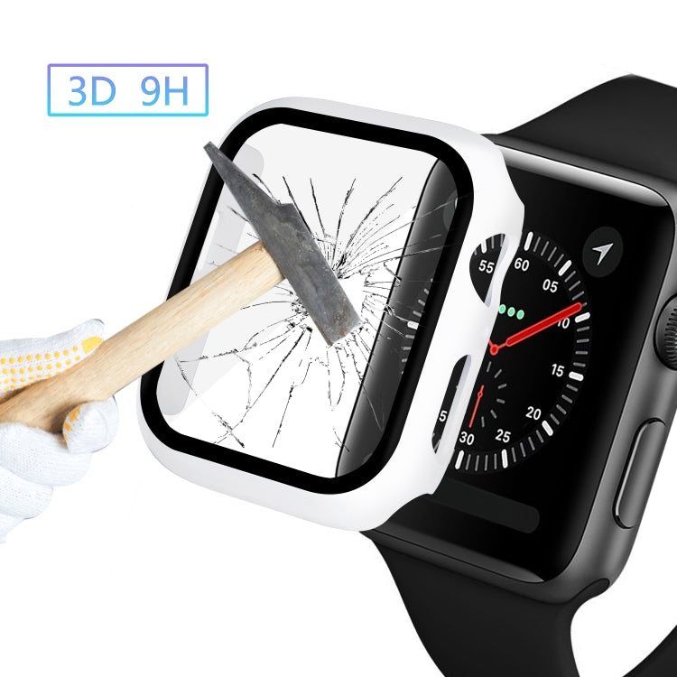 ENKAY Hat-prince Full Coverage PC Case + Tempered Glass Protector for Apple Watch Series 5 / 4 40mm(White)