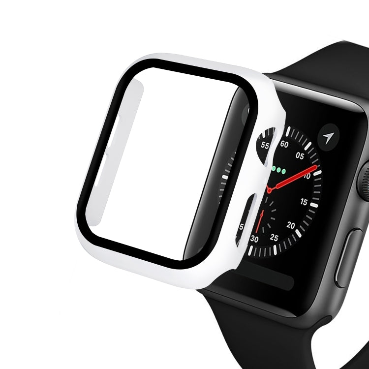 ENKAY Hat-prince Full Coverage PC Case + Tempered Glass Protector for Apple Watch Series 5 / 4 40mm(White)