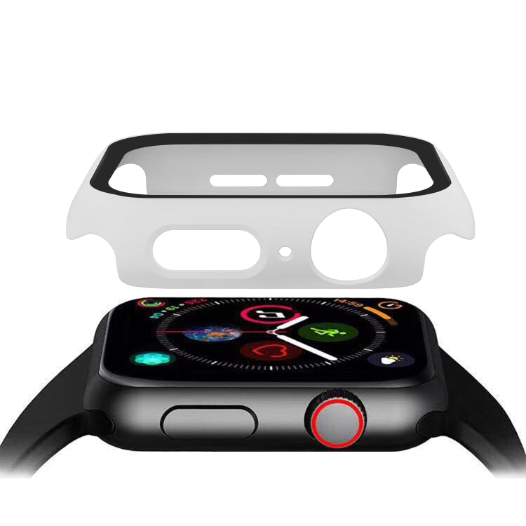 ENKAY Hat-prince Full Coverage PC Case + Tempered Glass Protector for Apple Watch Series 5 / 4 40mm(White)