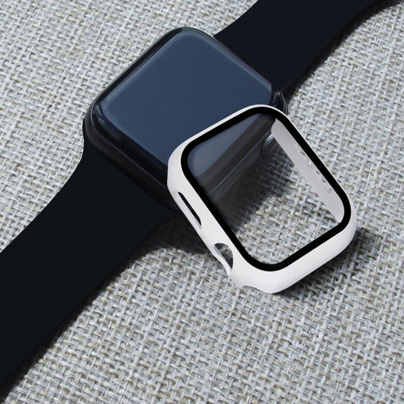 ENKAY Hat-prince Full Coverage PC Case + Tempered Glass Protector for Apple Watch Series 5 / 4 40mm(White)