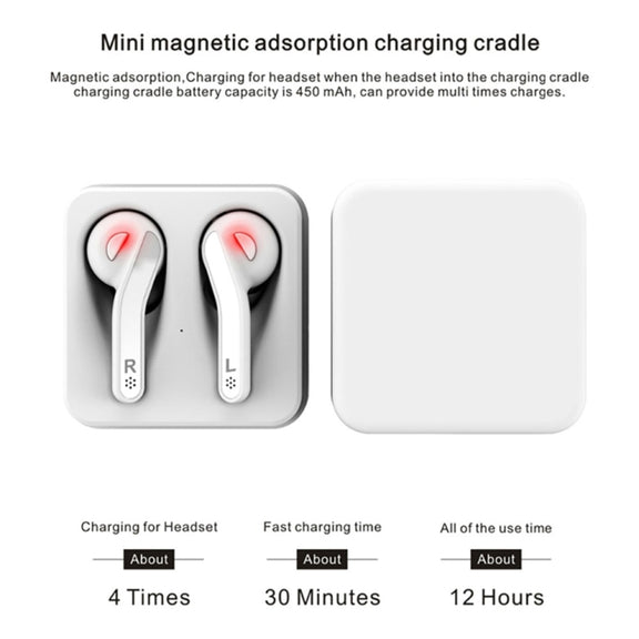 T88 Mini Touch Control Hifi Wireless Bluetooth Earphones TWS Wireless Earbuds with Charger Box(Black)