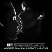 T88 Mini Touch Control Hifi Wireless Bluetooth Earphones TWS Wireless Earbuds with Charger Box(Black)