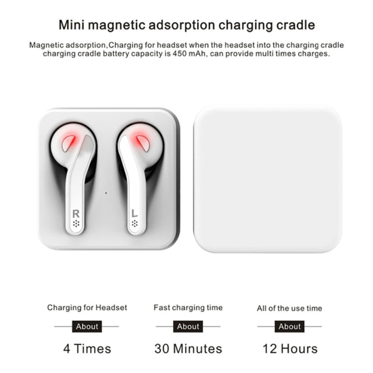 T88 Mini Touch Control Hifi Wireless Bluetooth Earphones TWS Wireless Earbuds with Charger Box(White)