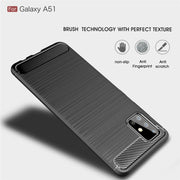 For Galaxy A51 Brushed Texture Carbon Fiber TPU Case(Red)