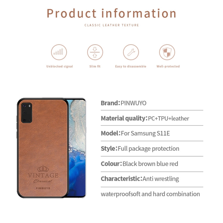 For Galaxy S20 PINWUYO Pin Rui Series Classical Leather, PC + TPU + PU Leather Water-resistant And Anti-fall All-inclusive Protective Shell(Blue)