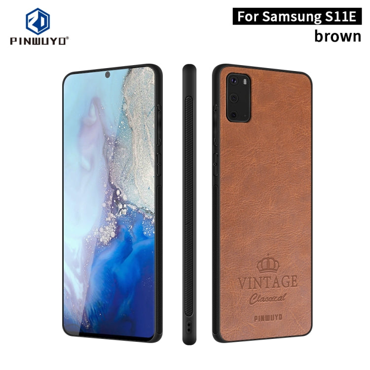 For Galaxy S20 PINWUYO Pin Rui Series Classical Leather, PC + TPU + PU Leather Water-resistant And Anti-fall All-inclusive Protective Shell(Brown)