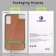 For Galaxy S20 PINWUYO Pin Rui Series Classical Leather, PC + TPU + PU Leather Water-resistant And Anti-fall All-inclusive Protective Shell(Brown)