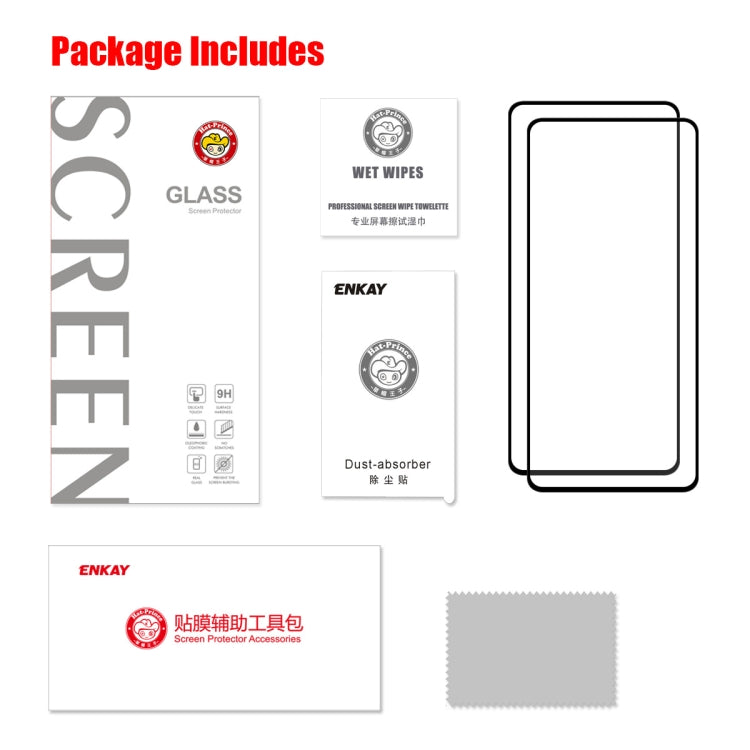 For  Galaxy A71 ENKAY Hat-Prince 2 PCS Full Glue 0.26mm 9H 2.5D Tempered Glass Full Coverage Film