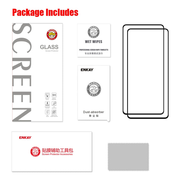 For  Galaxy A71 ENKAY Hat-Prince 2 PCS Full Glue 0.26mm 9H 2.5D Tempered Glass Full Coverage Film
