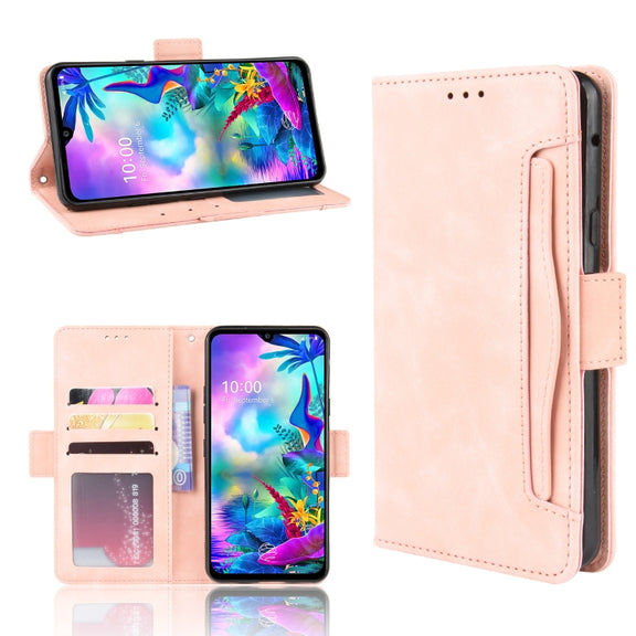 For LG G8X ThinQ / V50S ThinQ Wallet Style Skin Feel Calf Pattern Leather Case with Separate Card Slots & Holder & Wallet & Photo Frame(Pink)