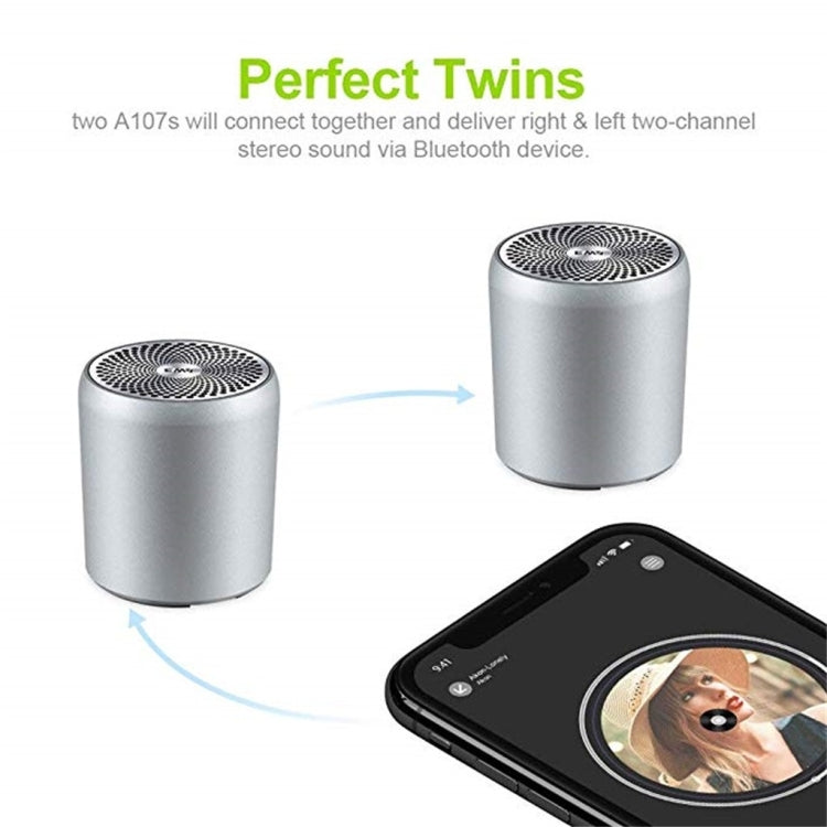 EWA A107 TWS Portable Super Mini Subwoofer Water-resistant Bluetooth Speaker(Black)