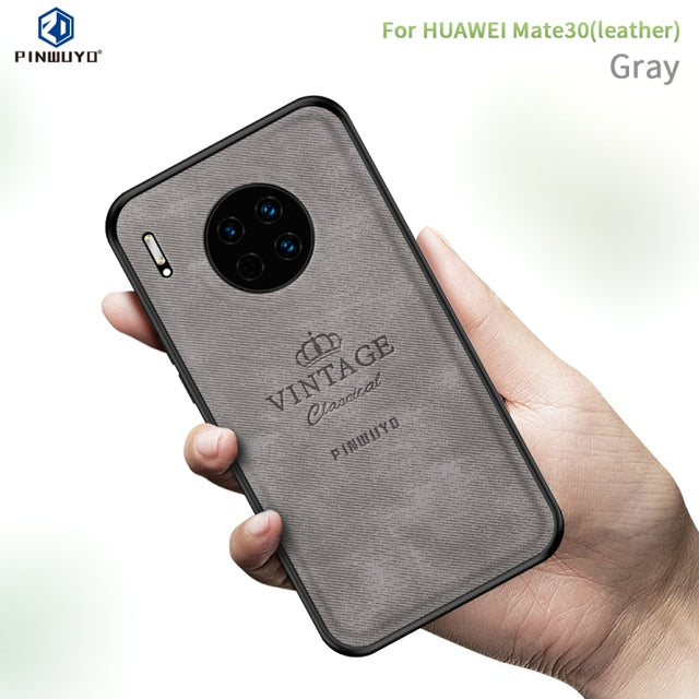 For Huawei Mate 30 5G (Leather) PINWUYO Zun Series PC + TPU + Skin Water-resistant Anti-fall All-inclusive Protective Case(Gray)