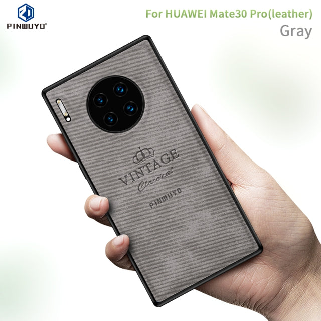 For Huawei Mate 30 Pro 5G (Leather) PINWUYO Zun Series PC + TPU + Skin Water-resistant Anti-fall All-inclusive Protective Case(Gray)