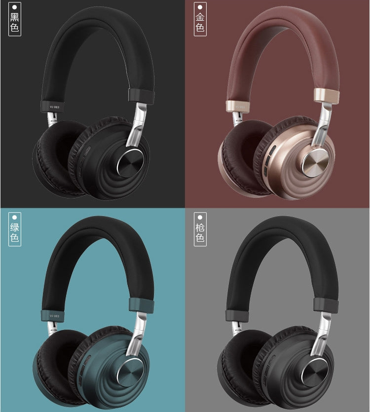 VJ083 Folding Wireless Headset Bluetooth Competitive Game Music Sports Plug Cartoon Wireless Headset(Black)