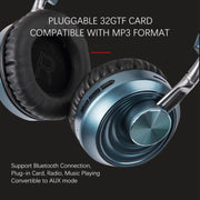 VJ083 Folding Wireless Headset Bluetooth Competitive Game Music Sports Plug Cartoon Wireless Headset(Gray)