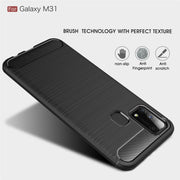 For Galaxy M31 Brushed Texture Carbon Fiber TPU Case(Black)