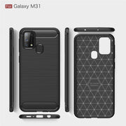 For Galaxy M31 Brushed Texture Carbon Fiber TPU Case(Black)